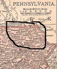 A map of northeastern Pennsylvania